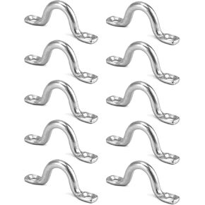 QWORK Durable Stainless Steel Boat Top PAD Eye (Pack of 10) - 3/4" Deck Hardware Eye Straps for Kayak Tie Downs and Anchor Points