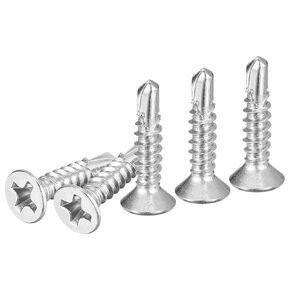25Pcs ST3.5x16mm Self Drilling Screws, 410 Stainless Steel Flat Head Phillips Sheet Metal Screw - Good for Wood to Metal, Furniture - Silver