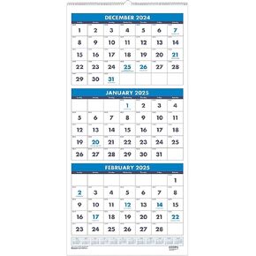 House of Doolittle 2025 Wall Calendar, Three-Month Vertical, 8 x 17 Inches, December - January (HOD3646-25)