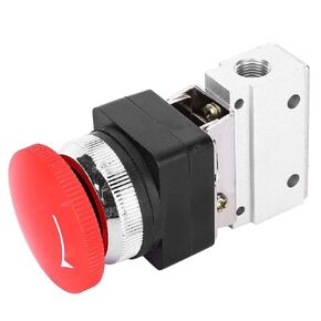 Walfront MOV-03 G1/8 Pneumatic Mechanical Valve Push Button Switch 2 Position 3 Way Manual Control, Buttons And Indicators