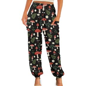 Forchrinse Red Galaxy Nebula Harem Pants for Women High Wiasted Flowy Yoga Jogger Loose Comfy Palazzo Pants Plus Size