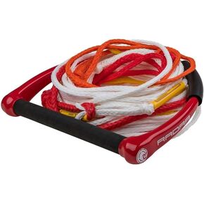 Radar Sure Grip Waterski Rope, 13 in. Handle w/5 Section, Red/White
