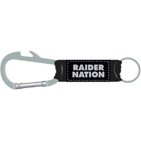 Las Vegas Raiders Raider Nation Tagline Carabiner Keychain with Buildin Bottle Opener - Pro Specialties Group