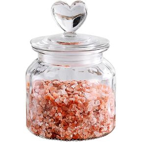 ECYC 650 ml Clear Glass Jar with Lovely Heart-Shaped Handle, Food Storage Glass Jar Sealing Jar Glass Containers for Coffee Beans Nuts Cookies Spices Candy Sugar Tea,03