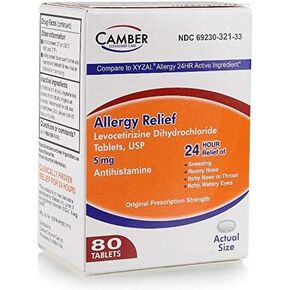 Allergy Relief Levocetirizine Dihydrochloride Tablets, USP | 24 Hour Allergy Relief | 5 mg | 80 Count