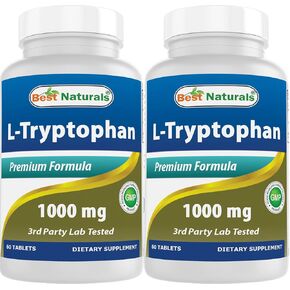 Best Naturals L-Tryptophan 1000 mg 60 Tablets (60 Count (Pack of 2))