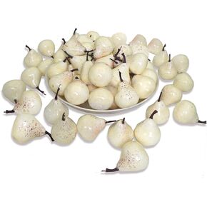 30 قطعة من الكمثرى البيضاء الصغيرة الواقعية، محاكاة الكمثرى النابضة بالحياة، نموذج كمثرى فواكه صناعية وهمية لدعائم التقاط الصور ديكور المنزل والمطبخ والحفلات in Kuwait