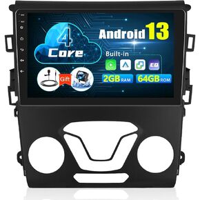 2+64G Android 13 Car Stereo for Ford Fusion Mondeo 2013-2019 with Wireless CarPlay Android Auto, 9’’ Touchscreen in Dash GPS Radio with WiFi Mirror Link Bluetooth FM RDS HiFi EQ SWC + Backup Camera