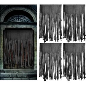 2 Pcs Halloween Door Curtain Decorations 40×63 Inch Black Creepy Doorway Window Curtain Halloween Scary Spooky Curtain Cloth for Halloween Party Haunted House Decoration