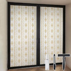 DKTIE Stained Glass Window Film?Static Cling Window Privacy Film Decorative UV Sun Blocking Non-Adhesive Glass Window Covering for Home Bathroom, C544, 17.7" x 78.7"