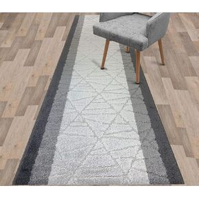 Custom Size Non Slip Hallway Runner, Cut to Fit, 27 '' X 8', Abstract Grey
