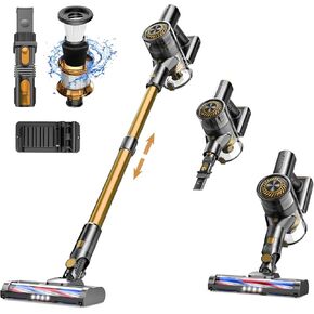 Vacuum Cleaner for home, Cordless Vacuum Cleaner with High-Speed Brushless Motor, 2600mAh Detachable Lithium Batteries, Up to 40 Mins Runtime 5 Stages High-Efficiency Filtration(Yellow Purple)