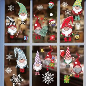 195pcs Christmas Snowman Window Stickers 9 Sheets Christmas Stickers Static Window Clings, PVC Xmas Decals Decorations for Christmas Window Display, Home Decor, Party Decor