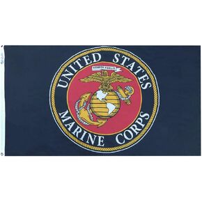 Trade Winds United States Marine Corps Logo Emblem Black 3x5 3'x5' Premium Quality Fade Resistant Heavy Duty Polyester Flag Banner F1682 (EE) - Made In USA Officially Licensed