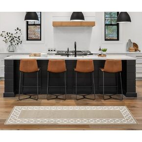 Creative Home Ideas - Tufted Runner - Christine Trellis Border Rug - Modern Home Decor - Washable Rug - Accent Carpet for Entryway & Hallway - Measures 26''x72'' - Light Grey & White, YMA016649