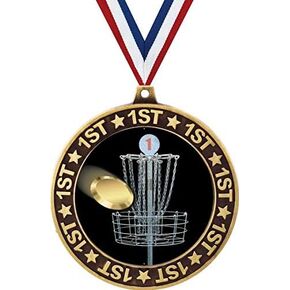 Disc Golf 1st Place Perimeter Medal Gold, 2.75" Disc Golf Prizes, Kids Disc Golf Trophy Medal Awards Prime
