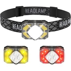 BORUIT G7 LED Rechargeable Headlamp Super Bright Motion Sensor Head lamp with Red Light,USB-C 5 Modes IPX6 Waterproof Head Light Gear for Adult Running Fishing Camping,Outdoor Emergency & Daily Use in Kuwait