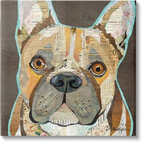 Stupell Industries Mixed Ephemera Animal Collage French Bulldog Portrait Canvas Wall Art, Design By Traci Anderson