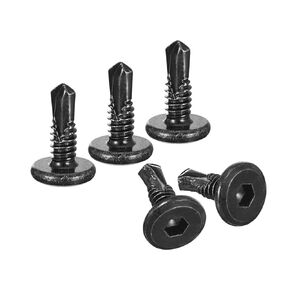 uxcell 150Pcs Hex Socket Self Tapping Screws, #12 x 2 410 Stainless Steel Flat Head Sheet Metal Drilling Screws, Black