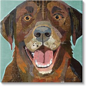 Stupell Industries Collaged Ephemera Dog Portrait Painting Brown Labrador Canvas Wall Art, Design By Traci Anderson