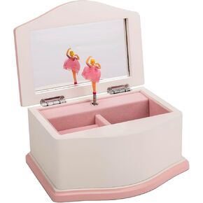 Cottage Garden Ballerina White with Pink 7.5 x 5.4 MDF Wood and Velvet Musical Jewelry Box Plays Tune Swan Lake