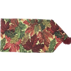 Tache 13 x 72 Inch Tapestry Warm Colorful Thanksgiving Leaves Fall Foliage Table Runners