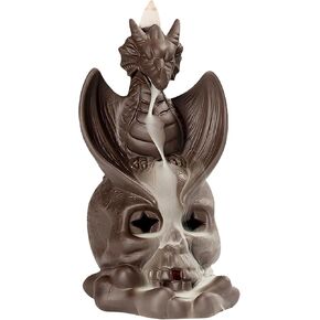 حامل مبخرة بتدفق خلفي من Comeon، حامل بخور سيراميك، مبخرة زن، مبخرة بخور زن، ديكور منزلي رومانسي + 20 مخروط بخور بتدفق خلفي، 30 عصا بخور، ملقط واحد، بساط واحد (تنين) in Kuwait