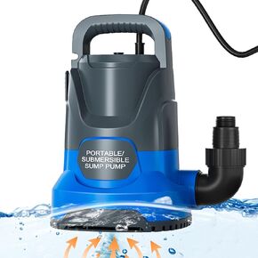Sump Pump Submersible Water Pump 1/2 HP Electric Water Transfer Pump for Pool Basement Garden Pond with Adapters