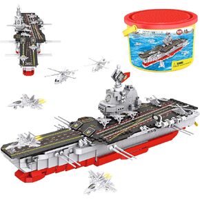 مجموعة مكعبات بناء حاملة الطائرات 786 قطعة، 8 في 1 مجموعة ألعاب بناء نموذج سفينة حربية عسكرية مع سفينة دورية بحرية، دبابة برية، مقاتلة جوية والمزيد من ألعاب بناء العلوم والتكنولوجيا والهندسة والرياضيات للأطفال بعمر 6 سنوات فما فوق in Kuwait