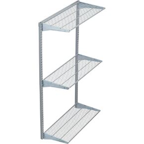 33 In. L x 63 In. H Wall Mount Shelving Unit with 3 Steel Wire Shelves & Mounting Hardware