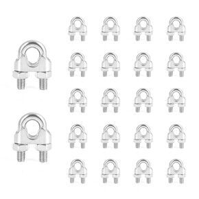 Stainless Steel Wire Rope Cable Clip Clamp 16pcs 1/16 Inch M2 304stainless Steel U-Shaped Lock Fixing Clip Wires Cables Clothes Drying Racks Engineering Projects Outdoor Sports