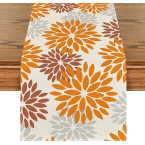 Artoid Mode Black Dahlia Floral Pinnata Halloween Table Runner, Fall Autumn Kitchen Dining Table Decoration for Home Party Decor 13x72 Inch