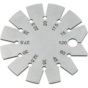 DGZZI 15 to 120 Degree Circular Threaded Turning Tool Angle Sample Stainless Steel Bevel Gauge Shaft Angle Gauge for Measuring Insert Angle