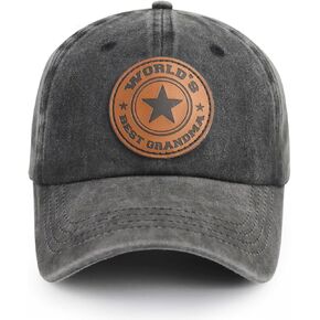 World's Best Papa Grandpa Hat with Leather Patch, Adjustable Embroidered Cotton Fathers Day Dad Baseball Cap