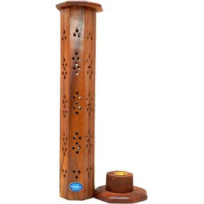 Sogra Wood Agarbatti Stand with Ash Catcher & Dhoop Stick Holder, Incense Holder |Wooden Incense Stick Holder for Home/Office Decor/Temple Decor Diwali Decoration 12 x 3 x 3 inches