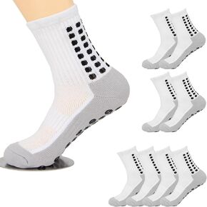 Anti Slip Athletic Grip Socks,Grip Soccer Socks with Grippers,Stretch Athletic Socks for Sports