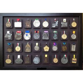 Medal Display 32 Medals (Dark Brown), Marathon, Triathlon, Soccer, Wrestling, Wooden Frame in Saudi Arabia