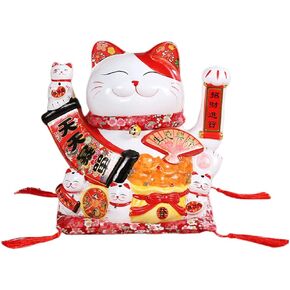 XIYUAN New10 Fortune Cat - قابس USB من السيراميك للقطط المحظوظة/بطارية ذات استخدام مزدوج (قطة تلوح) قطة محظوظة يابانية لطيفة تلوح لقطط غرفة المعيشة ومتجر مكتب الاستقبال وما إلى ذلك (الافتتاح الكبير Daji) in Kuwait