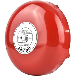 Fire School Safety Fire Alarm Bell, 24V Waterproof Metal Round Alarm, Security Fire Alarm Bell with Clanging Sound Multipurpose Alarm Bell