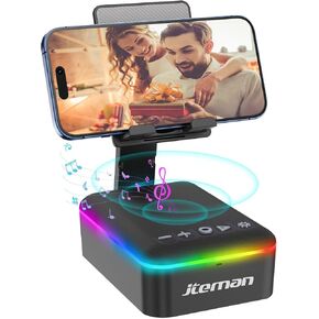 JTEMAN Gifts for Men Women,Cell Phone Stand with Bluetooth Speaker,LED Light,and Lanyard,Cool Tech Gadgets,Unique Birthday Gifts for Men Husband Mom Dad