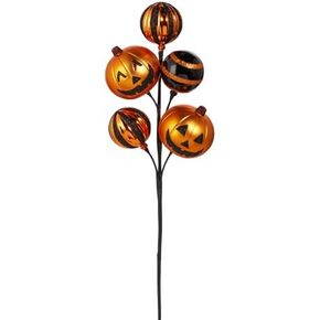 Raz Imports Jack O Lantern Spray, 16-inch Length, Plastic and Glitter, Halloween Decor, Black, Orange, F4432764