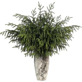 FOTEEWL Real Touch Norfolk Pine Branch - 36" Artificial Christmas Green Plants Branches Faux Greenery Stem Fake Pine Picks for DIY Crafts Garland Wreath Xmas Indoor Outdoor Home Decor (4 Pcs)
