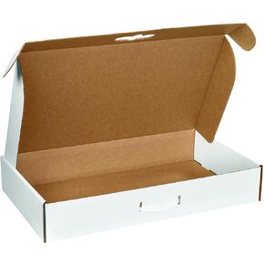 Boxes Fast BFMCC5 Cardboard Carrying Cases, 20 x 11 3/8 x 5 1/2 Inches, Corrugated Die-Cut Boxes with Handles, Large White Mailing Boxes (Pack of 10)