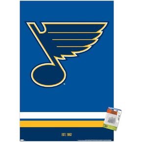 Trends International NHL St. Louis Blues - Logo 21 Wall Poster, 22.37" x 34.00", Poster & Push Pin Bundle
