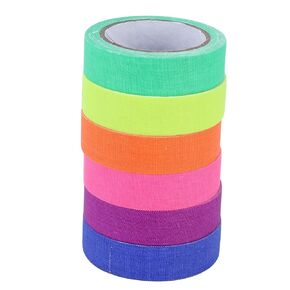 6PCS Colored Duct Tape, Bright Duct Tape Colors 0.6in x 16.4ft Fluorescent UV Blacklight Glow for Arts & Crafts, Color-Coding, and DIY Projects
