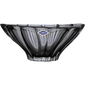 Bohemia Crystal AU52653 8.75" Middle Fruit Bowl, Home decor centerpiece, Plantica Smoky Gray
