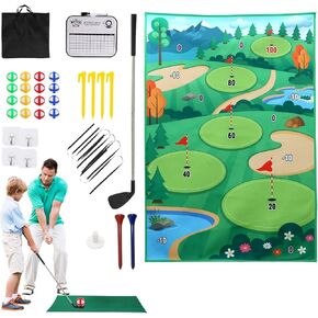 Golf Chipping Game Battele Royal Golf Practis Mats 6X4 FT Upgrade Felt Giant Size Golf Training Mat Golf Gift Game Indoor Outdoor Backyard Game for Adults Kids Family Club Included