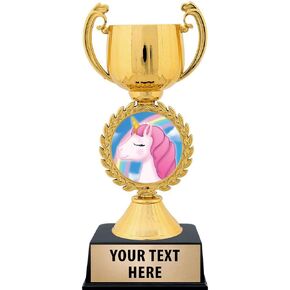Crown Awards Personalized Unicorn Trophy, 7.25" Gold Cup Unicorn Trophies with Free Custom Engraving Prime