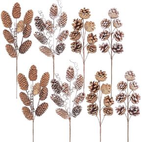 4 PCS Large Natural Pinecone Branches Ornaments-14 Inch Spray Pinecones Picks Stmes-Pine Cones for Crafts Flower Arrangement Fall Thanksgiving Christmas Decor