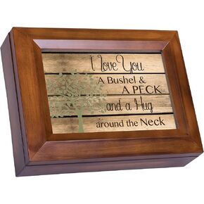 Cottage Garden Love You a Bushel & a Peck Wood Panel Wood Finish Jewelry Music Box Plays You are My Sunshine